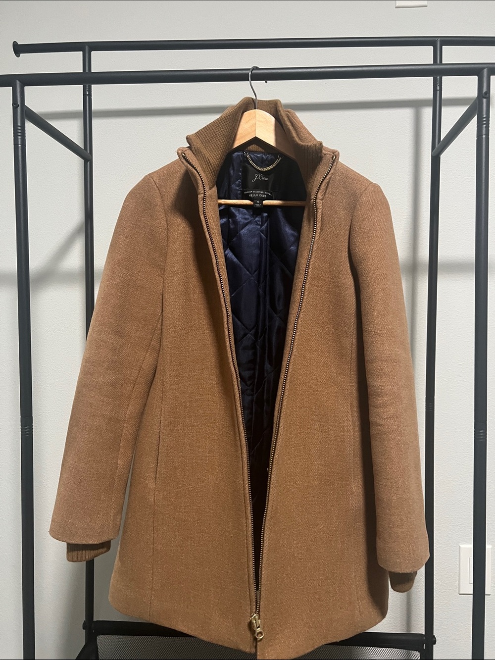 J. Crew Camel Wool Peacoat with Navy Quilted Lining - Picture 3 of 6